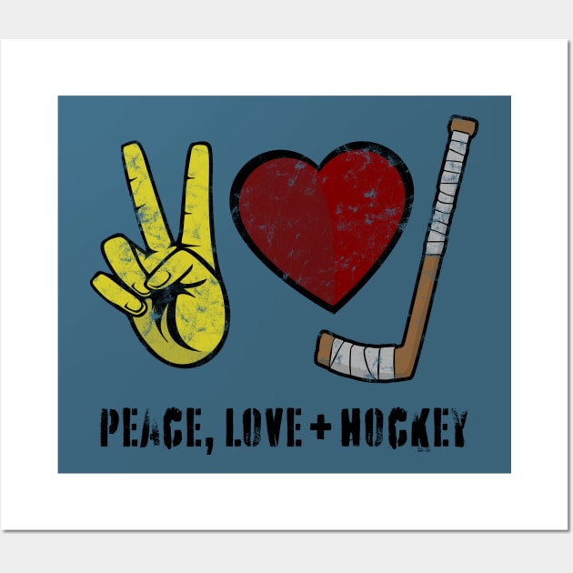 Peace, Love + Hockey Wall Art by Hanzo